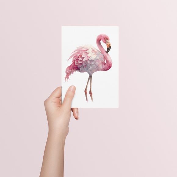 Watercolor Flamingo Wall Art Print, Unframed - Vibrant Tropical Elegance - Picture 5 of 7
